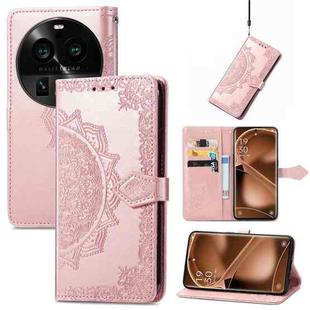 For OPPO Find X6 Pro Mandala Flower Embossed Leather Phone Case(Rose Gold)