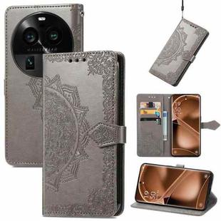 For OPPO Find X6 Pro Mandala Flower Embossed Leather Phone Case(Gray)