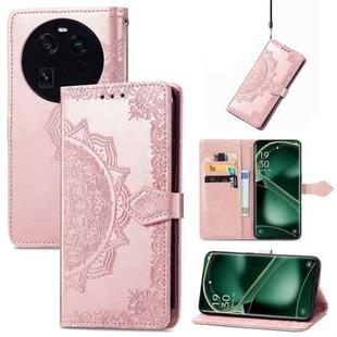 For OPPO Find X6 Mandala Flower Embossed Leather Phone Case(Rose Gold)