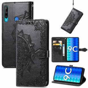 For Honor 9C Mandala Flower Embossed Leather Phone Case(Black)