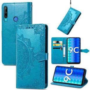 For Honor 9C Mandala Flower Embossed Leather Phone Case(Blue)