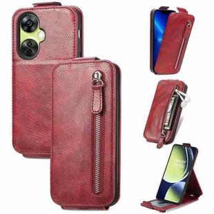For OnePlus Nord CE 3 Lite Zipper Wallet Vertical Flip Leather Phone Case(Red)