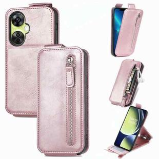For OnePlus Nord CE 3 Lite Zipper Wallet Vertical Flip Leather Phone Case(Rose Gold)