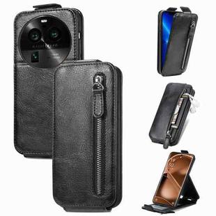 For OPPO Find X6 Pro Zipper Wallet Vertical Flip Leather Phone Case(Black)
