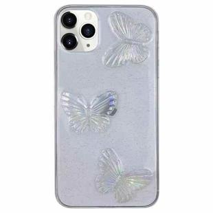 For iPhone 11 Pro Max Clear Crystal Butterflies TPU Phone Case(Transparent)