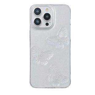 For iPhone 16 Pro Max Clear Crystal Butterflies TPU Phone Case(Transparent)