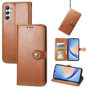 For Samsung Galaxy A34 5G Retro Solid Color Buckle Leather Phone Case(Brown)