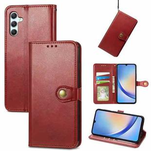 For Samsung Galaxy A34 5G Retro Solid Color Buckle Leather Phone Case(Red)