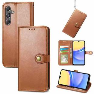 For Samsung Galaxy A15 Retro Solid Color Buckle Leather Phone Case(Brown)