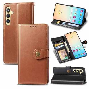 For Samsung Galaxy S24 5G Retro Solid Color Buckle Leather Phone Case(Brown)