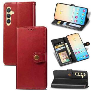 For Samsung Galaxy S24 5G Retro Solid Color Buckle Leather Phone Case(Red)