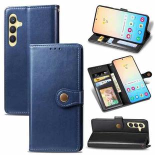 For Samsung Galaxy S24 5G Retro Solid Color Buckle Leather Phone Case(Blue)