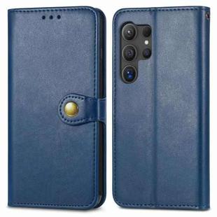 For Samsung Galaxy S25+ 5G Retro Solid Color Buckle Leather Phone Case(Blue)