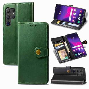 For Samsung Galaxy S25 5G Retro Solid Color Buckle Leather Phone Case(Green)