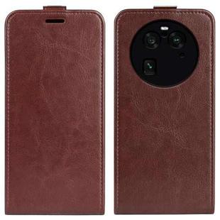 For OPPO Find X6 Pro R64 Texture Vertical Flip Leather Phone Case(Brown)