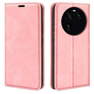 For OPPO Find X6 Pro Retro-skin Magnetic Suction Leather Phone Case(Pink)