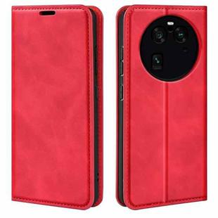 For OPPO Find X6 Pro Retro-skin Magnetic Suction Leather Phone Case(Red)