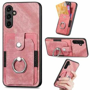 For Samsung Galaxy A14 5G Retro Skin-feel Ring Card Wallet Phone Case(Pink)