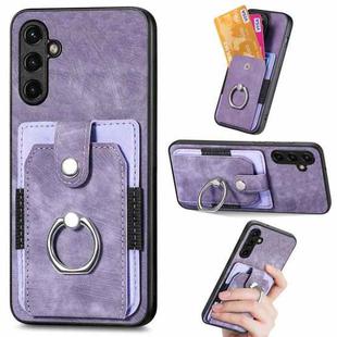 For Samsung Galaxy A14 5G Retro Skin-feel Ring Card Wallet Phone Case(Purple)