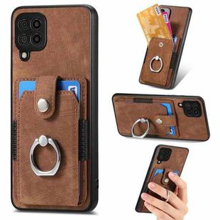 For Samsung Galaxy A22 4G Retro Skin-feel Ring Card Wallet Phone Case(Brown)