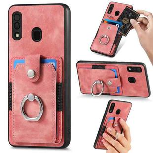 For Samsung Galaxy A30 Retro Skin-feel Ring Card Wallet Phone Case(Pink)