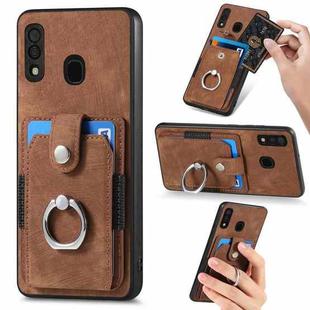 For Samsung Galaxy A30 Retro Skin-feel Ring Card Wallet Phone Case(Brown)