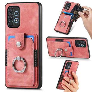 For Samsung Galaxy A32 4G Retro Skin-feel Ring Card Wallet Phone Case(Pink)