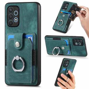 For Samsung Galaxy A32 4G Retro Skin-feel Ring Card Wallet Phone Case(Green)
