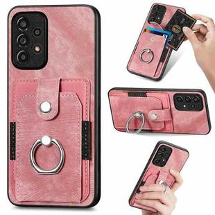 For Samsung Galaxy A33 5G Retro Skin-feel Ring Card Wallet Phone Case(Pink)