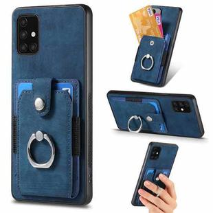 For Samsung Galaxy A71 Retro Skin-feel Ring Card Wallet Phone Case(Blue)