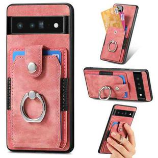 For Google Pixel 6 Pro Retro Skin-feel Ring Card Wallet Phone Case(Pink)