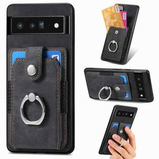 For Google Pixel 6 Pro Retro Skin-feel Ring Card Wallet Phone Case(Black)
