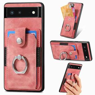 For Google Pixel 6 Retro Skin-feel Ring Card Wallet Phone Case(Pink)