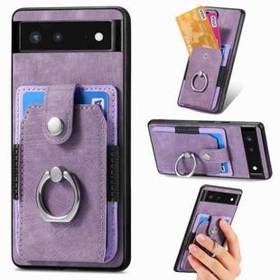 For Google Pixel 6 Retro Skin-feel Ring Card Wallet Phone Case(Purple)