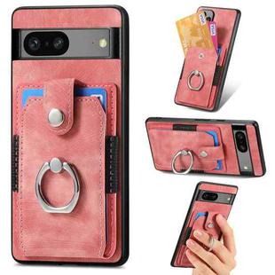 For Google Pixel 7 Retro Skin-feel Ring Card Wallet Phone Case(Pink)