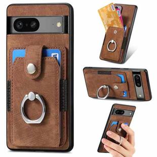 For Google Pixel 7 Retro Skin-feel Ring Card Wallet Phone Case(Brown)