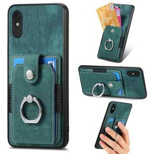 For Xiaomi Redmi 9A Retro Skin-feel Ring Card Wallet Phone Case(Green)