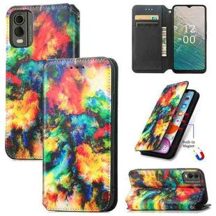 For Nokia C32 CaseNeo Colorful Magnetic Leather Phone Case(Colorful Cloud)