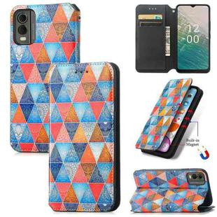 For Nokia C32 CaseNeo Colorful Magnetic Leather Phone Case(Rhombus Mandala)