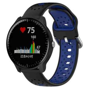 For Garmin Vivoactive3 Music 20mm Breathable Two-Color Silicone Watch Band(Black+Blue)