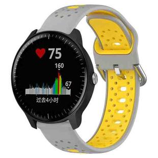 For Garmin Vivoactive3 Music 20mm Breathable Two-Color Silicone Watch Band(Grey+Yellow)