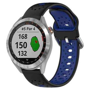 For Garmin Approach S40 20mm Breathable Two-Color Silicone Watch Band(Black+Blue)