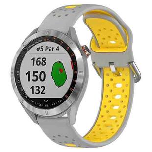 For Garmin Approach S40 20mm Breathable Two-Color Silicone Watch Band(Grey+Yellow)