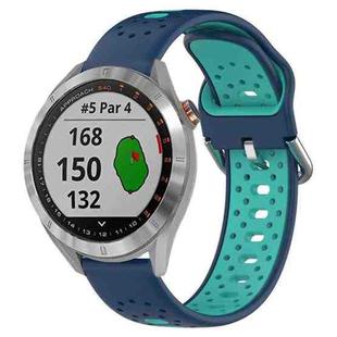 For Garmin Approach S40 20mm Breathable Two-Color Silicone Watch Band(Blue+Teal)