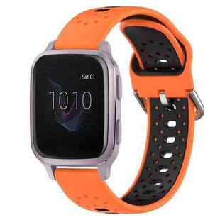 For Garmin Venu SQ 20mm Breathable Two-Color Silicone Watch Band(Orange+Black)