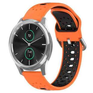 For Garmin VivoMove Luxe 20mm Breathable Two-Color Silicone Watch Band(Orange+Black)