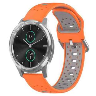 For Garmin VivoMove Luxe 20mm Breathable Two-Color Silicone Watch Band(Orange+Grey)