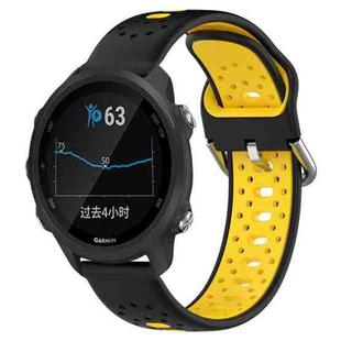 For Garmin Forerunner 245 20mm Breathable Two-Color Silicone Watch Band(Black+Yellow)