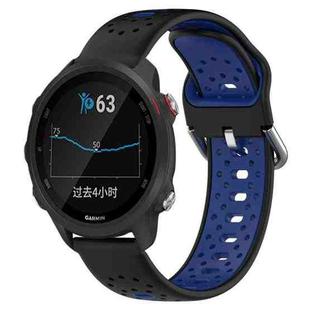 For Garmin Forerunner 245 Music 20mm Breathable Two-Color Silicone Watch Band(Black+Blue)