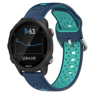 For Garmin Forerunner 245 Music 20mm Breathable Two-Color Silicone Watch Band(Blue+Teal)